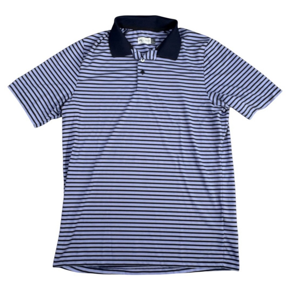 KJUS Polo Shirt Mens 48 Small Blue Stripe Golf Performance Comfort Knit Tech